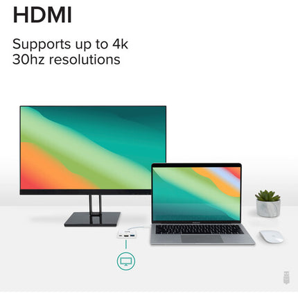 Plugable 3-en-1 USB Type-C Mini Dock HDMI 4K 30 Hz y carga 60W