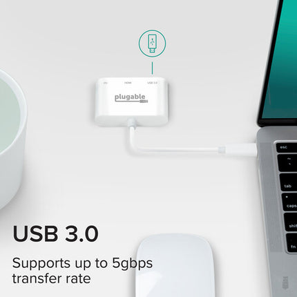Plugable 3-en-1 USB Type-C Mini Dock HDMI 4K 30 Hz y carga 60W