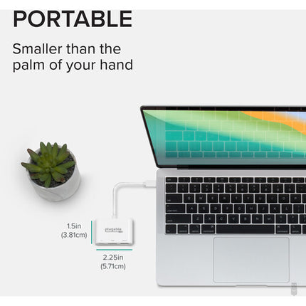 Plugable 3-en-1 USB Type-C Mini Dock HDMI 4K 30 Hz y carga 60W