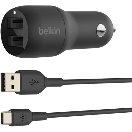 Cargador de Coche Belkin Boost Charge 24W USB Tipo A con Cable USB A y USB C