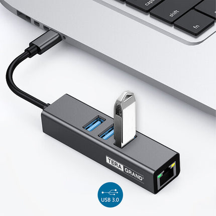 Tera Grand Adaptador Ethernet Gigabit USB 3.1 y Hub 3 Puertos USB