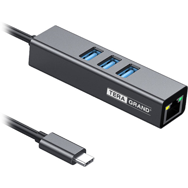 Tera Grand Adaptador Ethernet Gigabit USB 3.1 y Hub 3 Puertos USB