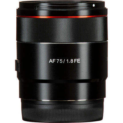 Samyang AF 75mm f/1.8 FE objetivo para Sony E apertura f/1.8 a f/22 enfoque STM