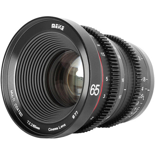 Meike 65mm T2.2 Lente de Cine con Montura MFT 10" Enfoque Cercano 77mm Filtro