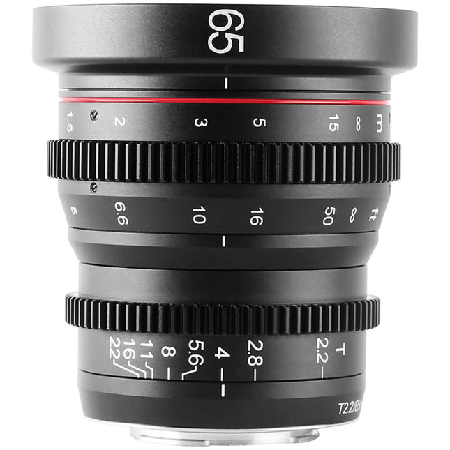 Meike 65mm T2.2 Lente de Cine con Montura MFT 10" Enfoque Cercano 77mm Filtro