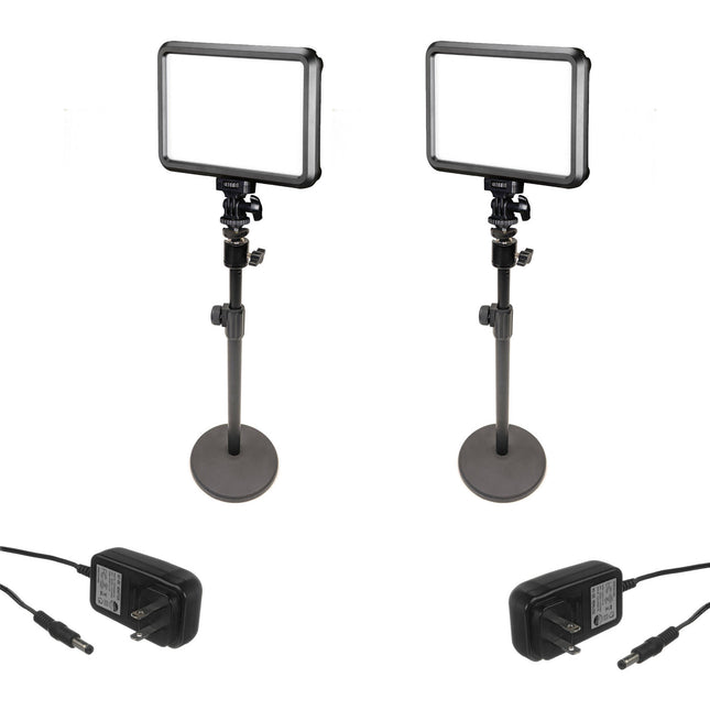 Bescor Two Specter Kit de Iluminación LED 3200-5600K con Soportes de Mesa y Adaptadores AC