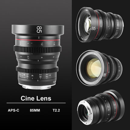 Meike 85mm T2.2 Objetivo de Cine Manual Montura MFT 35" Distancia Mínima 77mm Filtro