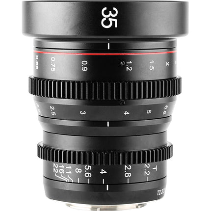 Meike 35mm T2.2 Lente de Cine Manual MFT Mount Apertura T2.2 a T22