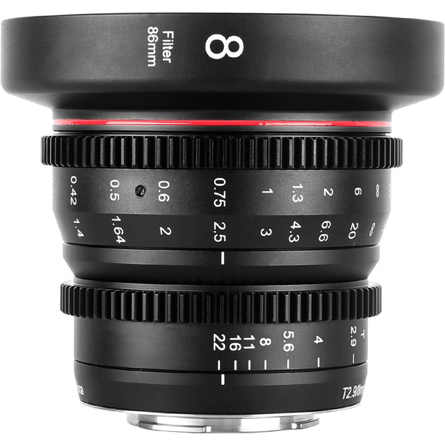 Meike 8mm T2.9 Lente Cine Gran Angular Manual MFT 16mm Equivalente Apertura T2.9