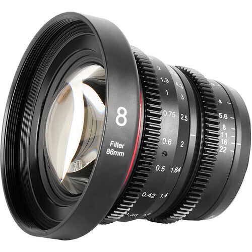 Meike 8mm T2.9 Lente Cine Gran Angular Manual MFT 16mm Equivalente Apertura T2.9