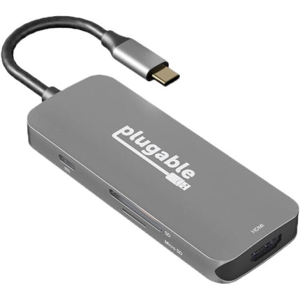 Plugable 7-en-1 USB-C Hub con HDMI 4K 3 Puertos USB-A y Lector SD