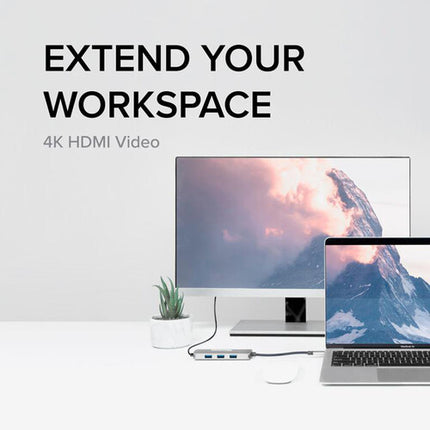 Plugable 7-en-1 USB-C Hub con HDMI 4K 3 Puertos USB-A y Lector SD