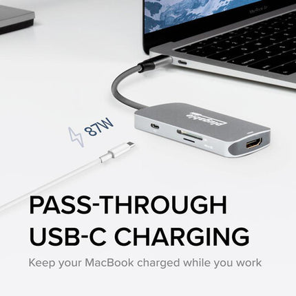 Plugable 7-en-1 USB-C Hub con HDMI 4K 3 Puertos USB-A y Lector SD