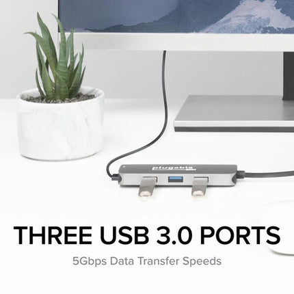 Plugable 7-en-1 USB-C Hub con HDMI 4K 3 Puertos USB-A y Lector SD