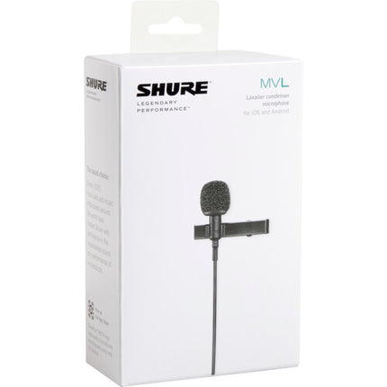 Shure MOTIV MVL Micrófono Lavalier Omnidireccional para Smartphones con Clip y Paraviento