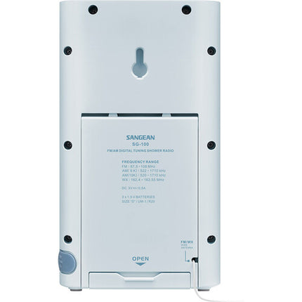 Sangean SG-100 Radio impermeable para ducha AM/FM Alerta meteorológica JIS7