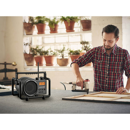 Sangean SG-102 Lunchbox Radio portátil AM FM resistente con altavoz 5.25 pulgadas y pantalla LCD