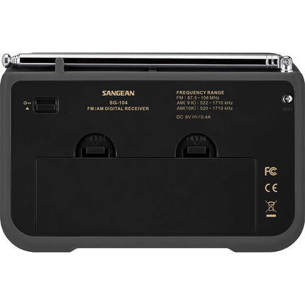 Sangean SG-104 Radio Despertador Digital AM FM con Pantalla LCD y Doble Alarma