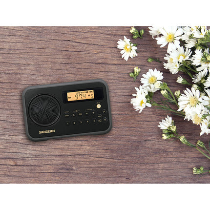 Sangean SG-104 Radio Despertador Digital AM FM con Pantalla LCD y Doble Alarma