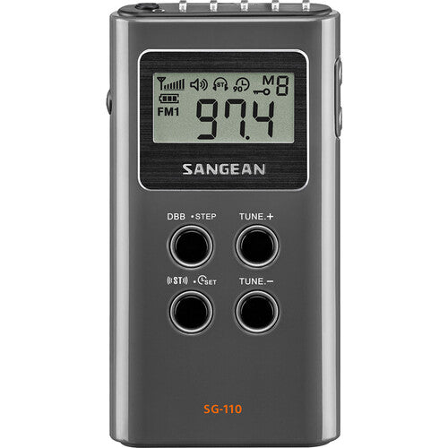 Sangean SG-110 Radio AM/FM Estéreo de Bolsillo con 15 Presets y Pantalla Digital