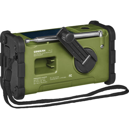 Sangean SG-112 Radio portátil resistente AM FM solar manivela 850mAh
