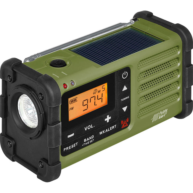 Sangean SG-112 Radio portátil resistente AM FM solar manivela 850mAh
