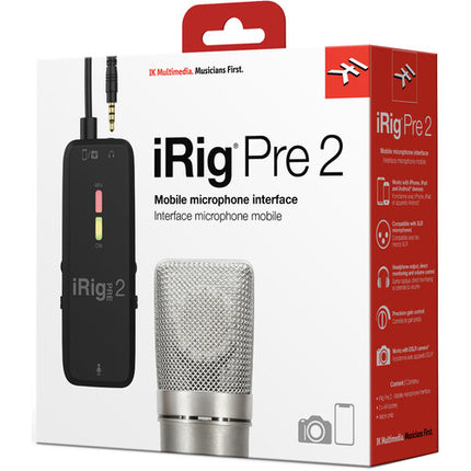 IK Multimedia iRig Pre 2 Interfaz Microfono XLR +48V Phantom 20h bateria