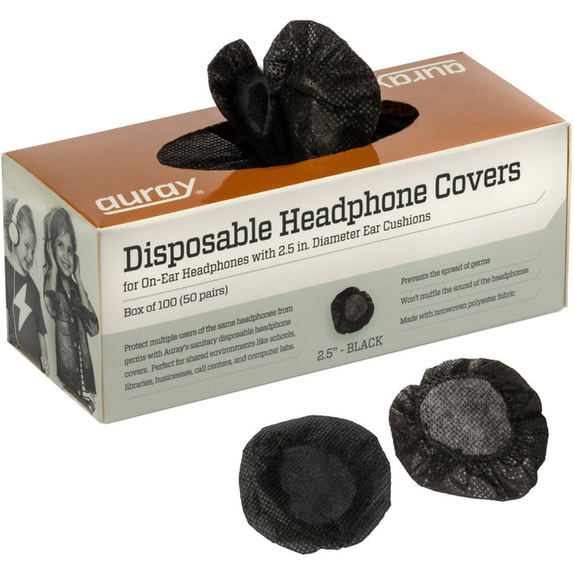 Auray Fundas Desechables para Auriculares On-Ear 50 Pares Negro 2.5"