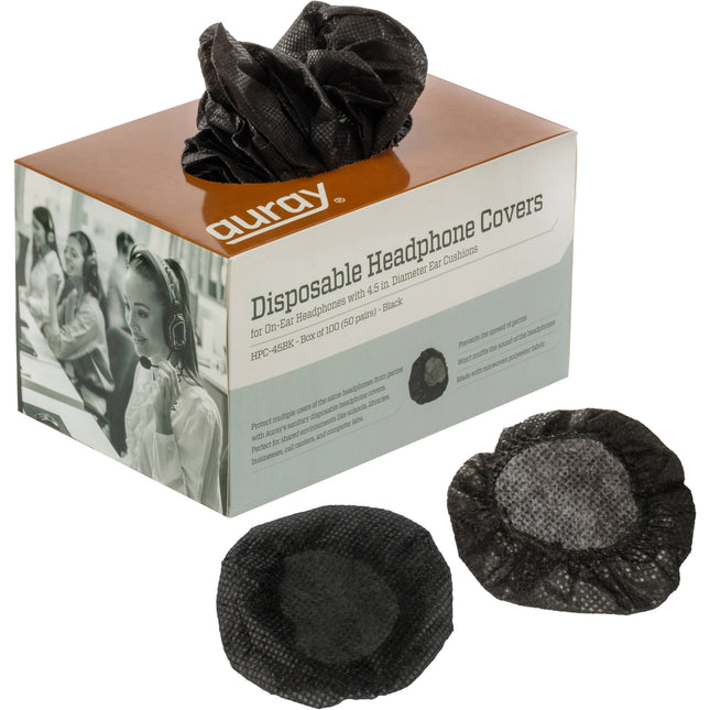 Auray Fundas Desechables para Auriculares Over-Ear 50 Pares Negro 4.5 Pulgadas