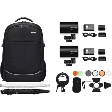 Godox AD100pro Kit de 2 Flashes Pocket con Accesorios y Paraguas 34"