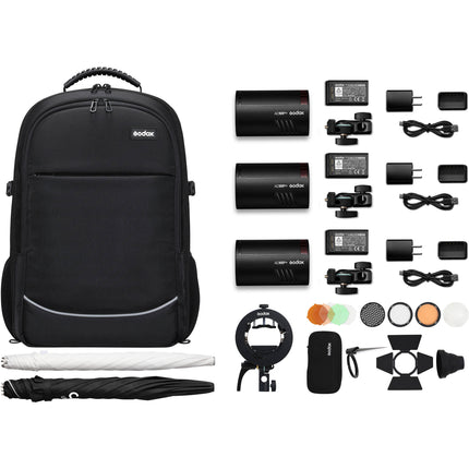 Godox AD100pro Kit Iluminación Portátil 3 Luces 34 y 33.5 Pulgadas