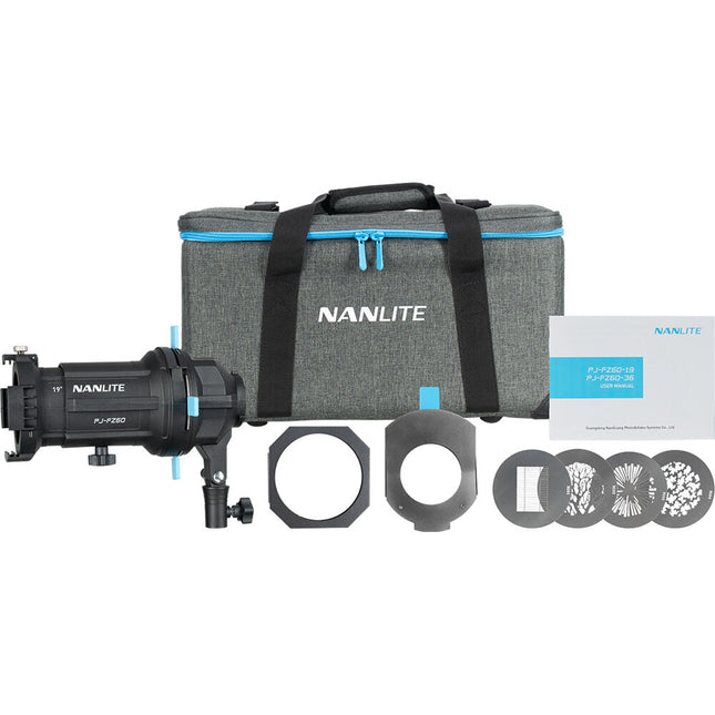 Soporte proyector Nanlite Forza 60 y 60B luz LED ángulo 36° con 4 gobos y filtro gel
