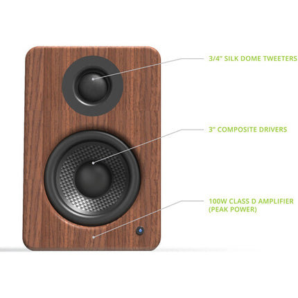 Kanto Living YU2 Altavoces Activos de Escritorio Madera 50W RMS 3 Pulgadas
