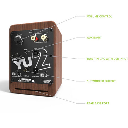 Kanto Living YU2 Altavoces Activos de Escritorio Madera 50W RMS 3 Pulgadas