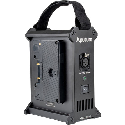 Aputure 2-Bay Battery Power Station Gold Mount diseño ligero y correa de transporte