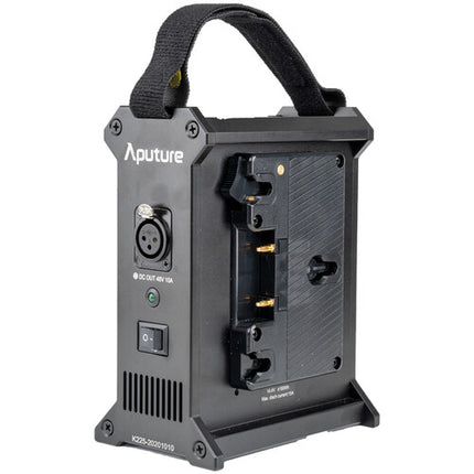 Aputure 2-Bay Battery Power Station Gold Mount diseño ligero y correa de transporte