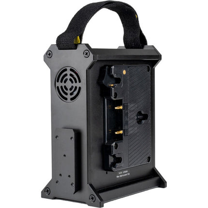 Aputure 2-Bay Battery Power Station Gold Mount diseño ligero y correa de transporte