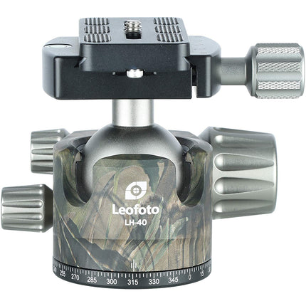 Leofoto LH-40 Cabeza de Bola Baja Perfil 44.1 lb con Placa Rápida Camo