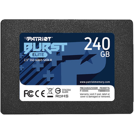 Patriot 240GB Burst Elite SSD Interna SATA III 2.5" 450MB/s Lectura 320MB/s Escritura garantía 3 años