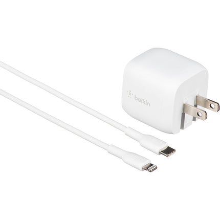 Belkin BOOST CHARGE Cargador de Pared 30W USB Tipo C GaN con Cable Lighting 3.3' Blanco