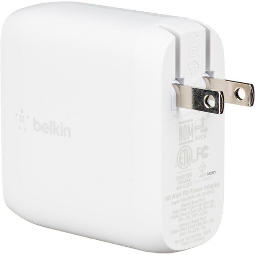 Belkin BOOST CHARGE Cargador de Pared Dual USB-C PD 68W GaN 2 Años Garantía