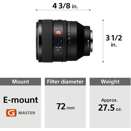 Sony FE 50mm f/1.2 GM Lente Full Frame con Filtro de Diafragma 11 Hoja y Funda