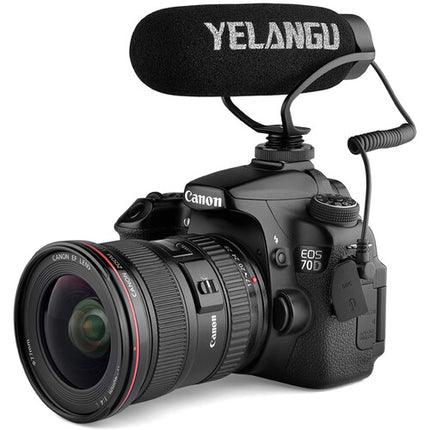 YELANGU MIC08 Micrófono Shotgun para Cámaras y Smartphones con Shockmount Integrado y Pantalla Antiviento