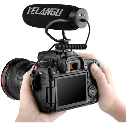 YELANGU MIC08 Micrófono Shotgun para Cámaras y Smartphones con Shockmount Integrado y Pantalla Antiviento