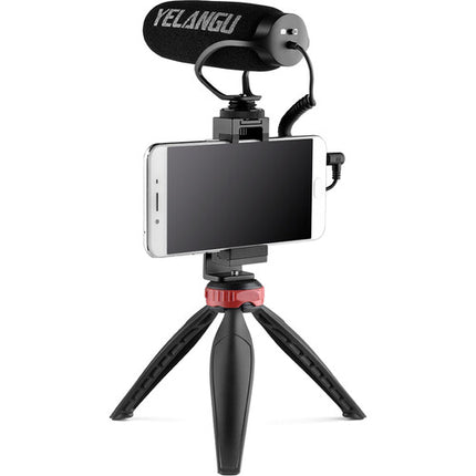 YELANGU MIC08 Micrófono Shotgun para Cámaras y Smartphones con Shockmount Integrado y Pantalla Antiviento