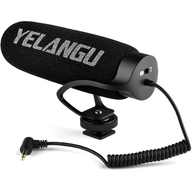 YELANGU MIC08 Micrófono Shotgun para Cámaras y Smartphones con Shockmount Integrado y Pantalla Antiviento