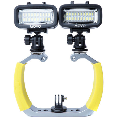 Movo Photo Rig de Buceo Submarino con 2 Luces LED Recargables 700 Lúmenes y Batería 1900mAh