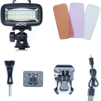 Movo Photo XL Rig de Buceo Subacuático con 2 Luces LED Recargables 700 Lúmenes para GoPro