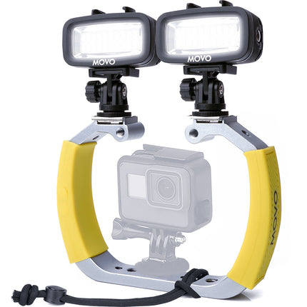 Movo Photo Rig de Buceo Submarino con 2 Luces LED Recargables 700 Lúmenes y Batería 1900mAh