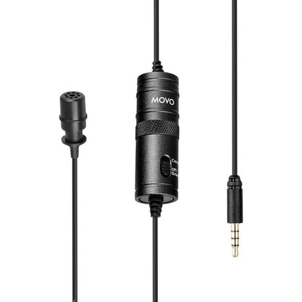 Movo Photo LV1-USB Micrófono Lavalier Universal 3.5mm con Adaptador USB y Cable 6m